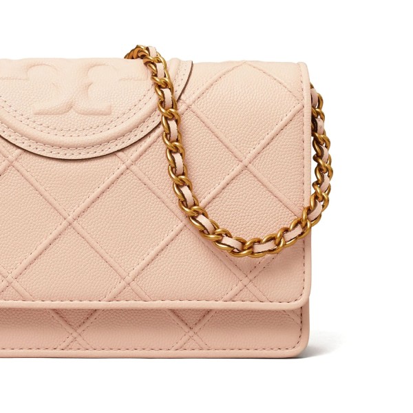 Сумка Tory Burch Fleming Soft Grained Chain Wallet Pink Down