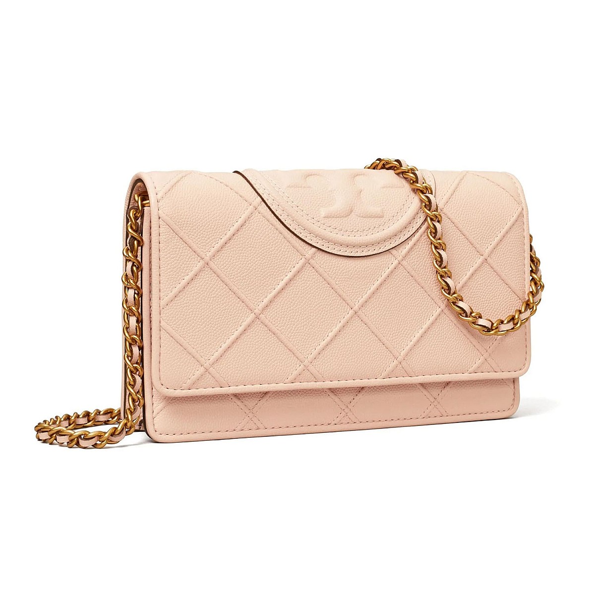 Сумка Tory Burch Fleming Soft Grained Chain Wallet Pink Down