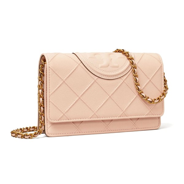 Сумка Tory Burch Fleming Soft Grained Chain Wallet Pink Down
