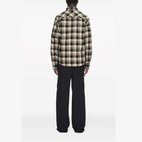 Овершорт Off White Checkered Flannel Shirt With Front Pockets.