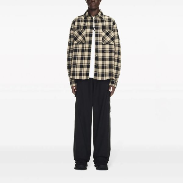 Овершорт Off White Checkered Flannel Shirt With Front Pockets.