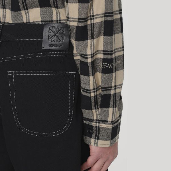 Шорти Off White Dark Washed Shorts with Logo Embroidery.