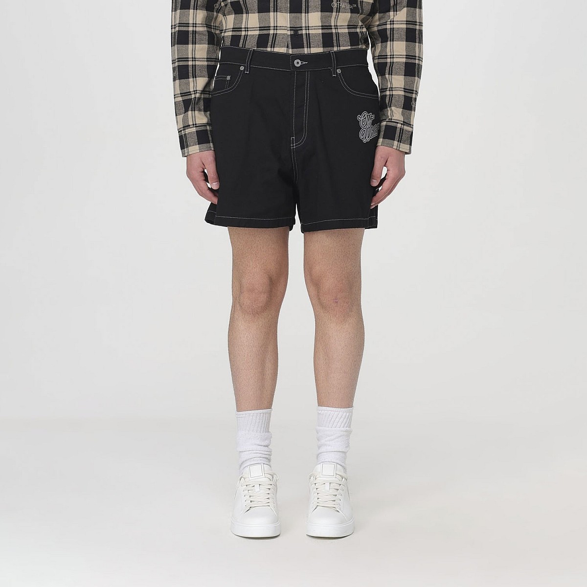 Шорти Off White Dark Washed Shorts with Logo Embroidery